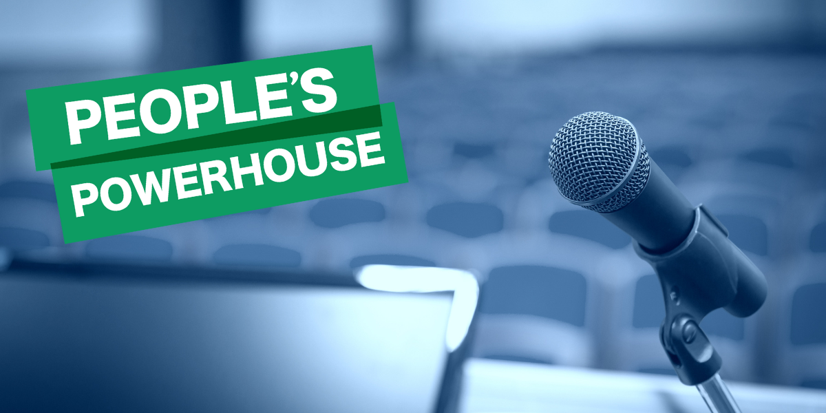 People's Power house logo with microphone