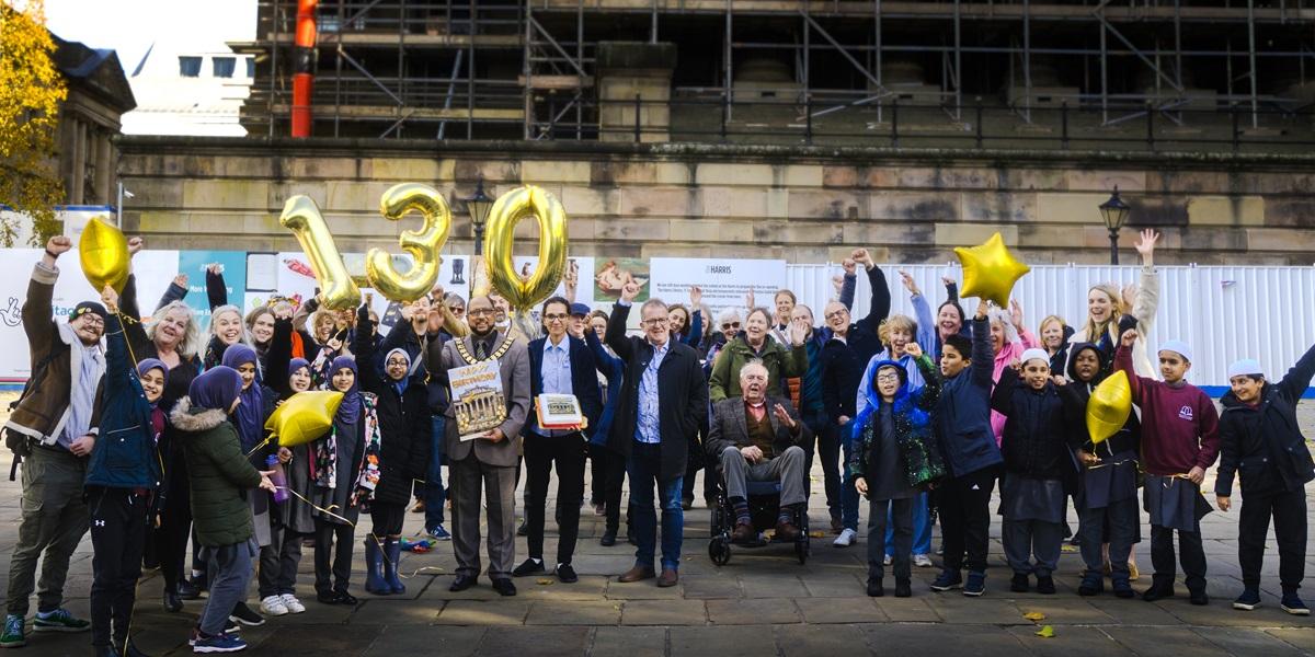 People outside the Harris celebrating its 130th birthday People outside the Harris celebrating its 130th birthday