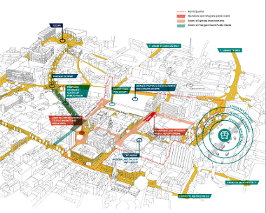 Visual drawing of key sites across the city of Preston.