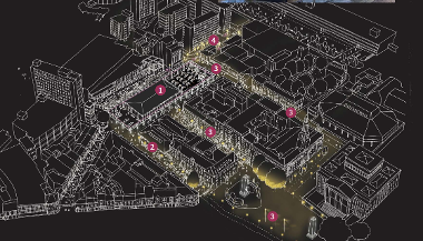 A drawing of Preston city centre related to the lighting strategy. 