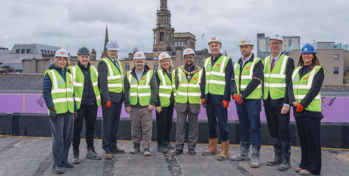 Council and business professionals from Animate topping out ceremony