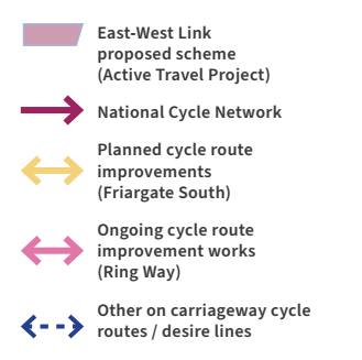 A key to the map of the East-West Cycle Link Scheme