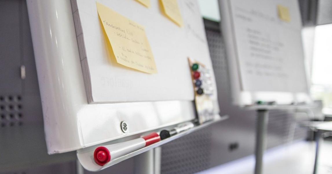 Training board with pens close up